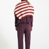 Knitted sweater - Bordeaux and light pink stripes