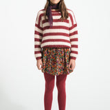 Knitted sweater - Bordeaux and light pink stripes