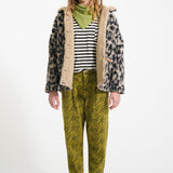 Mom fit trousers - Olive green with zebra print