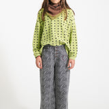 Flare trousers - Grey with zebra print