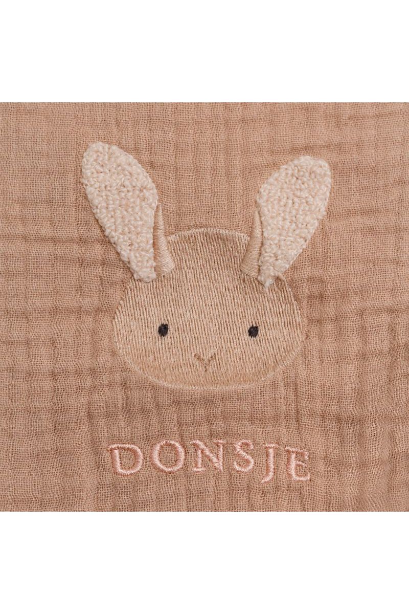 Ploekie Muslin Blanket XL - Fluffy Bunny - Rose Mocha van Donsje Amsterdam | Kids Conceptstore Le Fanfare