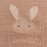 Ploekie Muslin Blanket XL - Fluffy Bunny - Rose Mocha van Donsje Amsterdam | Kids Conceptstore Le Fanfare