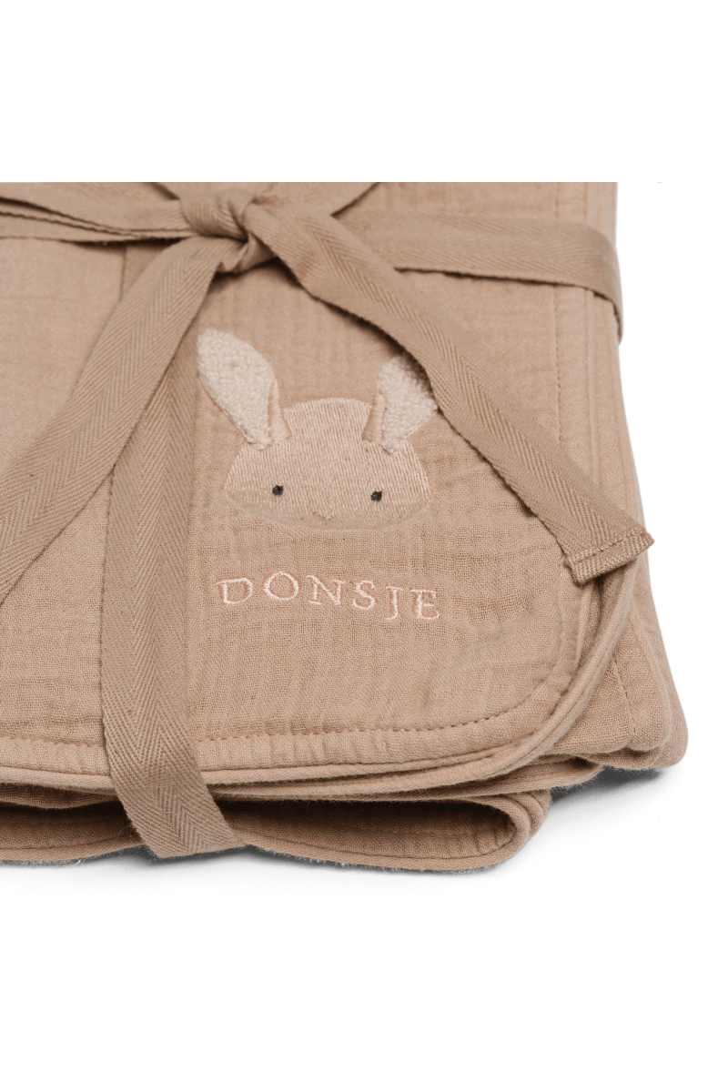 Ploekie Muslin Blanket XL - Fluffy Bunny - Rose Mocha van Donsje Amsterdam | Kids Conceptstore Le Fanfare