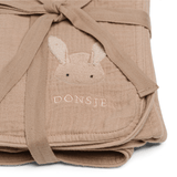 Ploekie Muslin Blanket XL - Fluffy Bunny - Rose Mocha van Donsje Amsterdam | Kids Conceptstore Le Fanfare