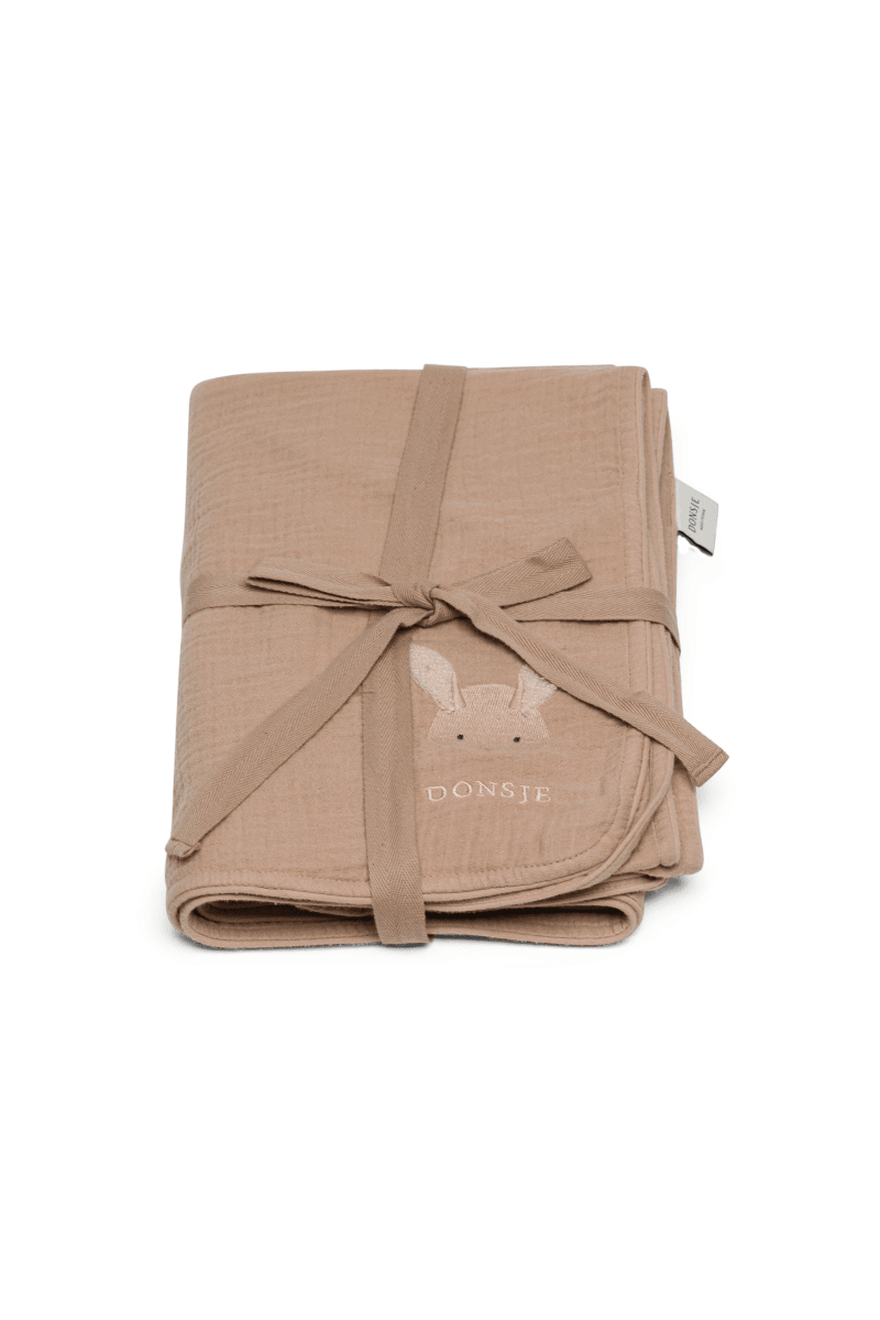 Ploekie Muslin Blanket XL - Fluffy Bunny - Rose Mocha van Donsje Amsterdam | Kids Conceptstore Le Fanfare