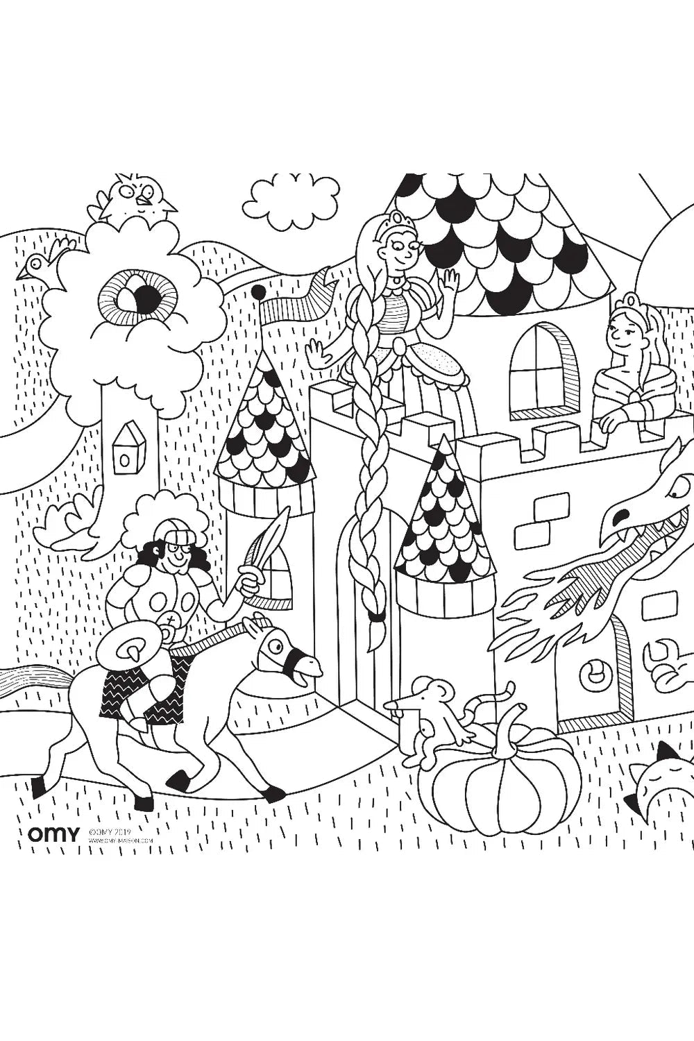 Pocket colorings + 1 display Princesses & Dragon van OMY | Kids Conceptstore Le Fanfare