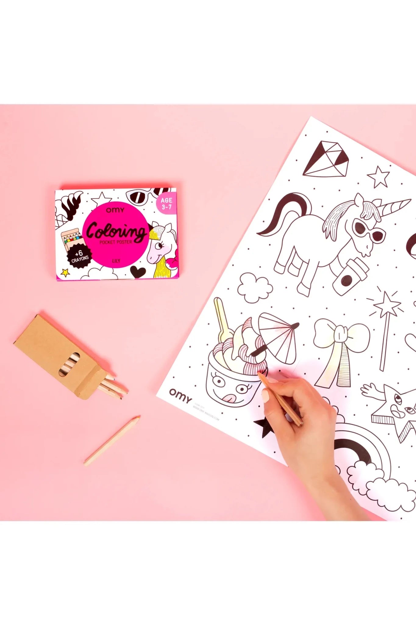 Pocket colorings + 1 display Unicorn van OMY | Kids Conceptstore Le Fanfare