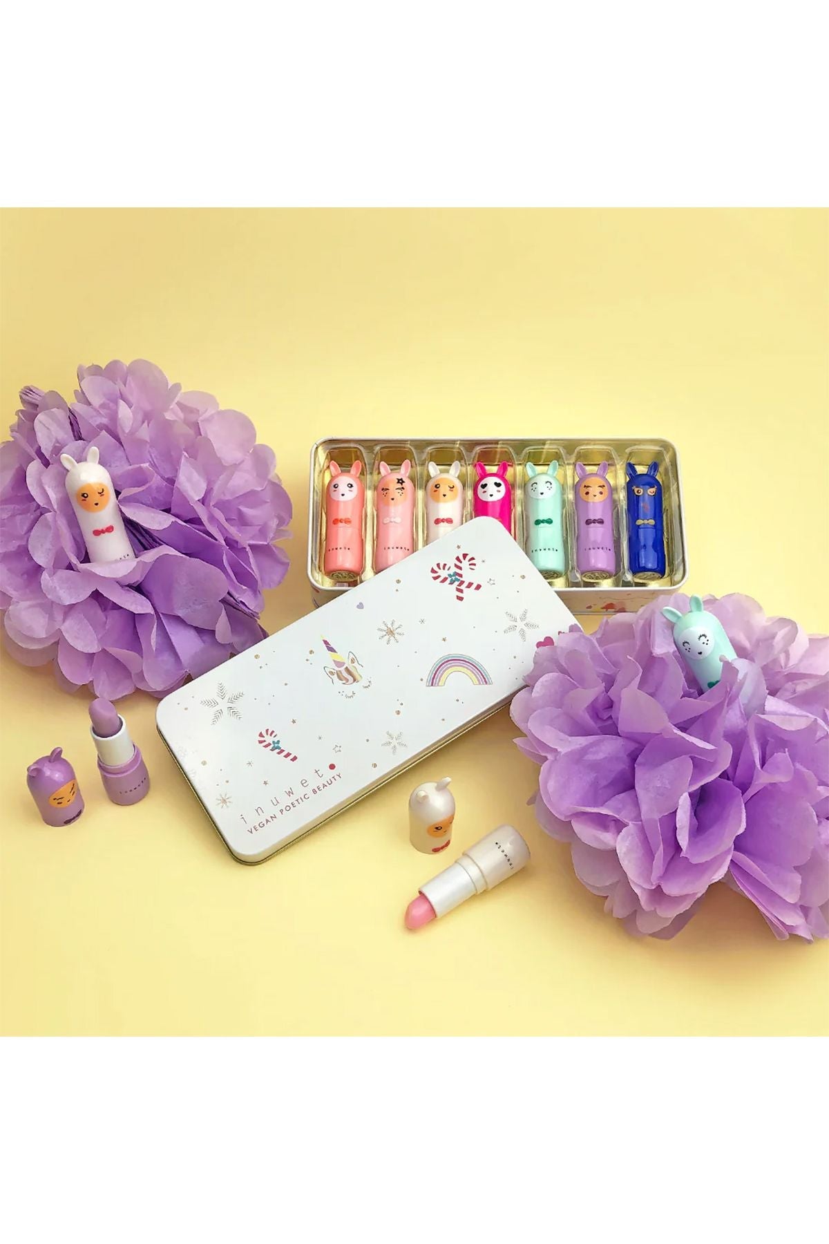 Pompon Box 7 Lip Balms van Inuwet | Kids Conceptstore Le Fanfare