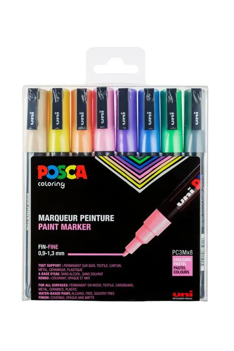 Posca marker - Set van 8 met conische punt - fijn - Pastel van Posca | Kids Conceptstore Le Fanfare