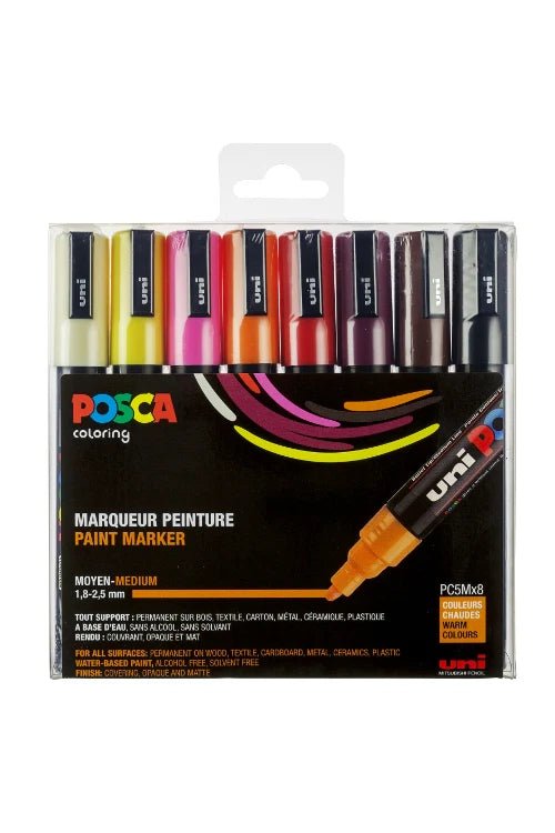 Posca marker - Set van 8 met conische punt - medium - Warm van Posca | Kids Conceptstore Le Fanfare
