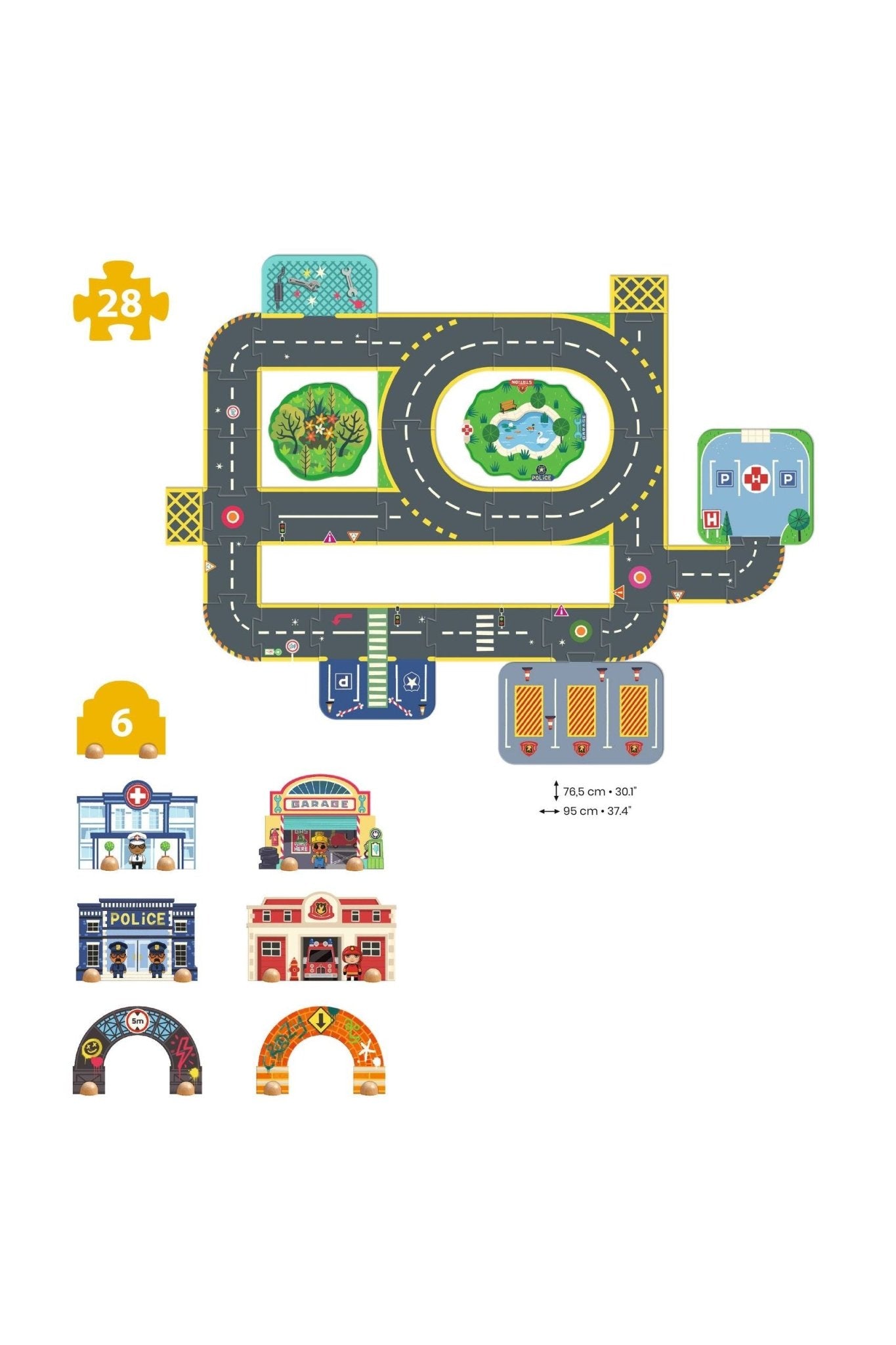 Puzzl'Up Giant - City - 33 pcs van Djeco | Kids Conceptstore Le Fanfare