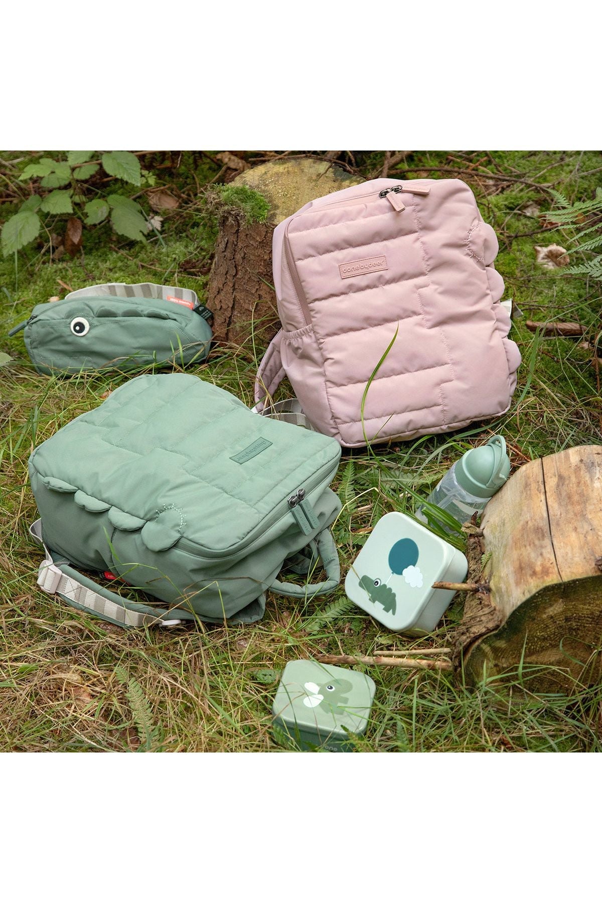 Quilted kids backpack Croco Green van Done by Deer | Kids Conceptstore Le Fanfare