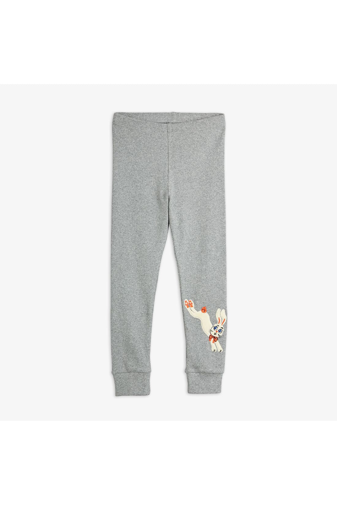 Rabbit application leggings - Grey Melange van Mini Rodini | Kids Conceptstore Le Fanfare