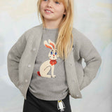 Rabbit application ls top - Grey Melange van Mini Rodini | Kids Conceptstore Le Fanfare