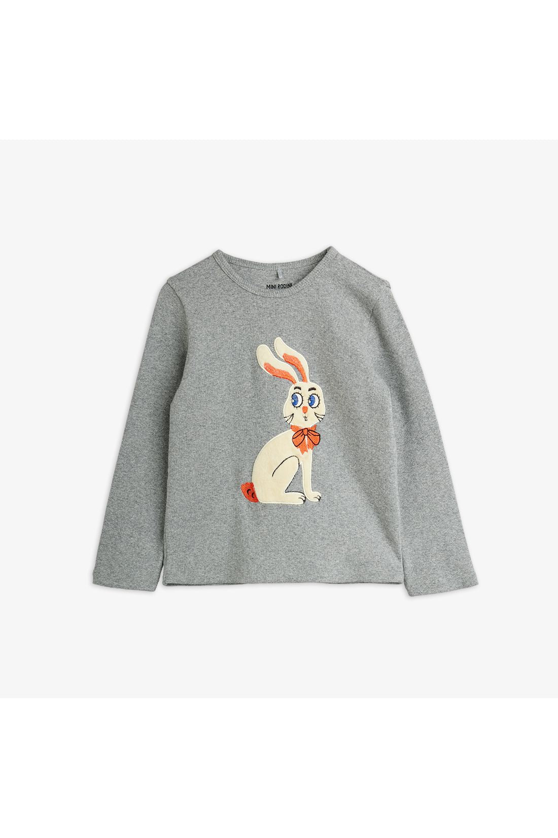 Rabbit application ls top - Grey Melange van Mini Rodini | Kids Conceptstore Le Fanfare