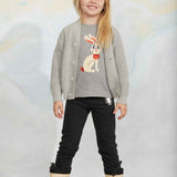Rabbit application ls top - Grey Melange van Mini Rodini | Kids Conceptstore Le Fanfare