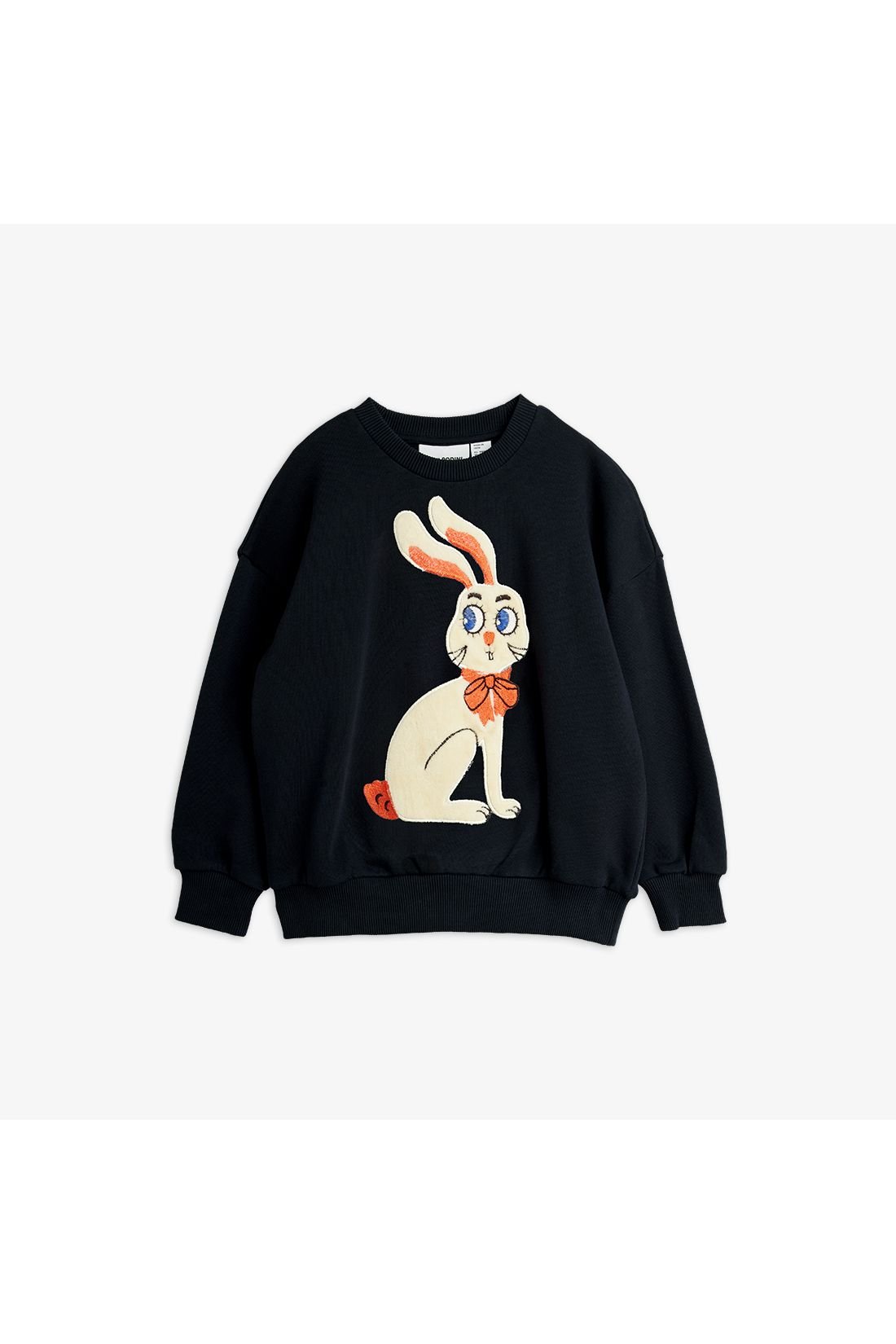 Rabbit application sweatshirt - Black van Mini Rodini | Kids Conceptstore Le Fanfare