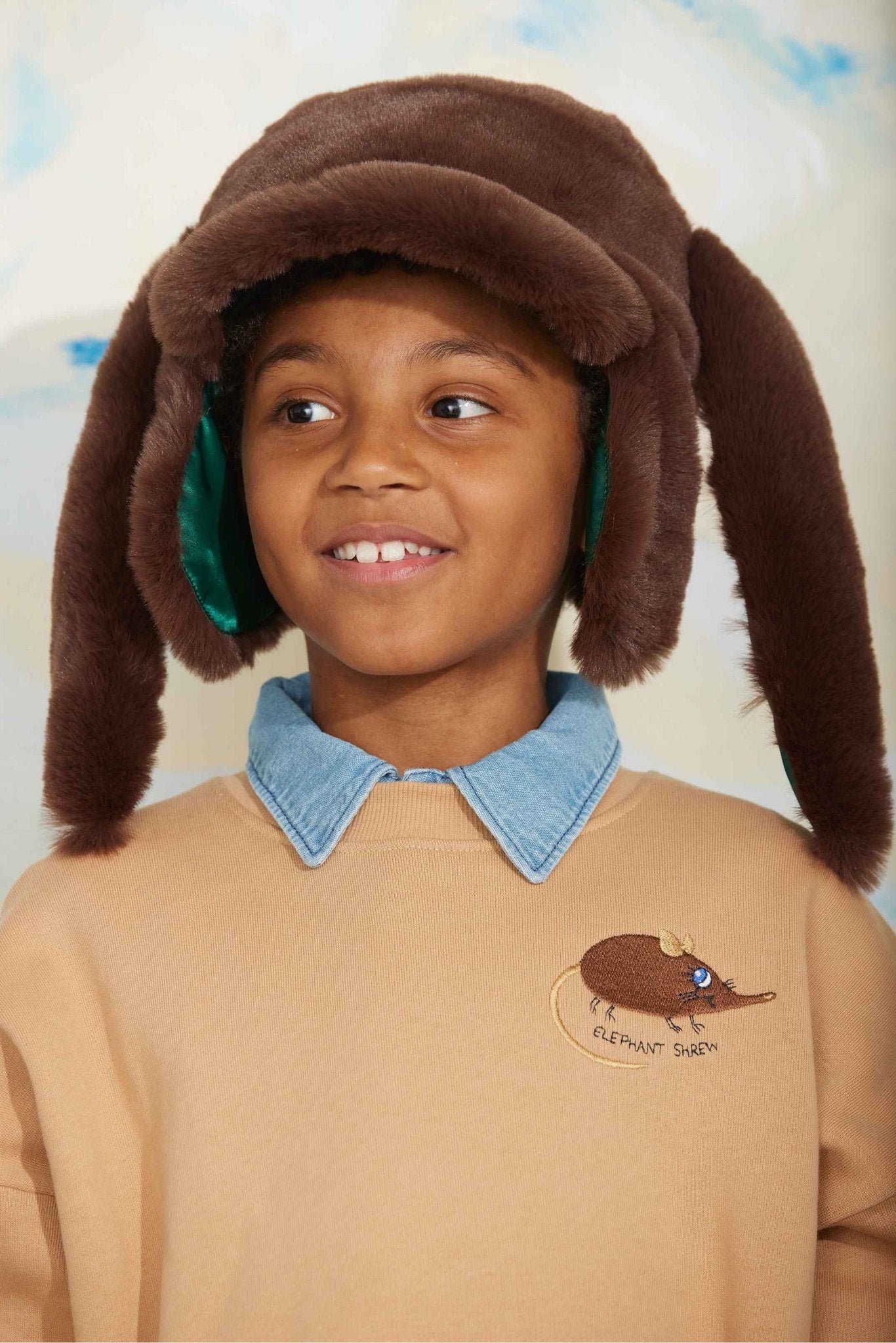 Rabbit ear faux fur cap - Brown van Mini Rodini | Kids Conceptstore Le Fanfare