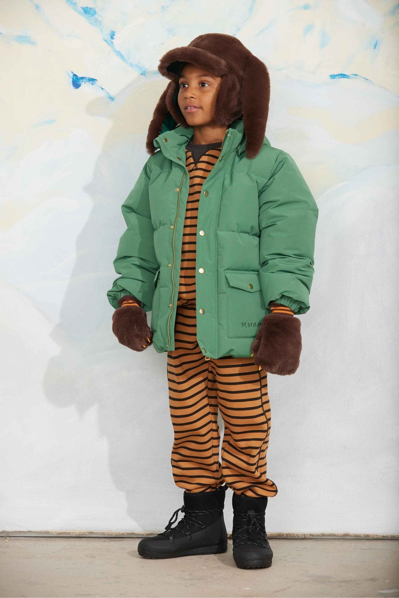 Rabbit ear faux fur cap - Brown van Mini Rodini | Kids Conceptstore Le Fanfare