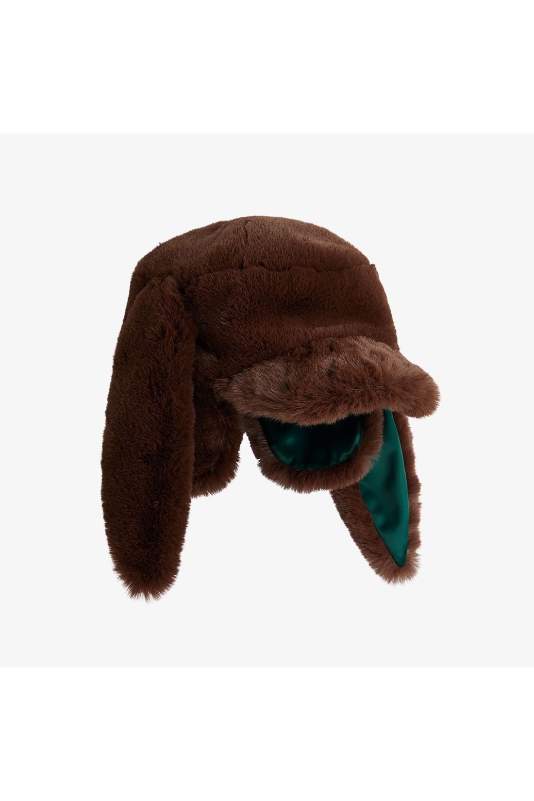 Rabbit ear faux fur cap - Brown van Mini Rodini | Kids Conceptstore Le Fanfare