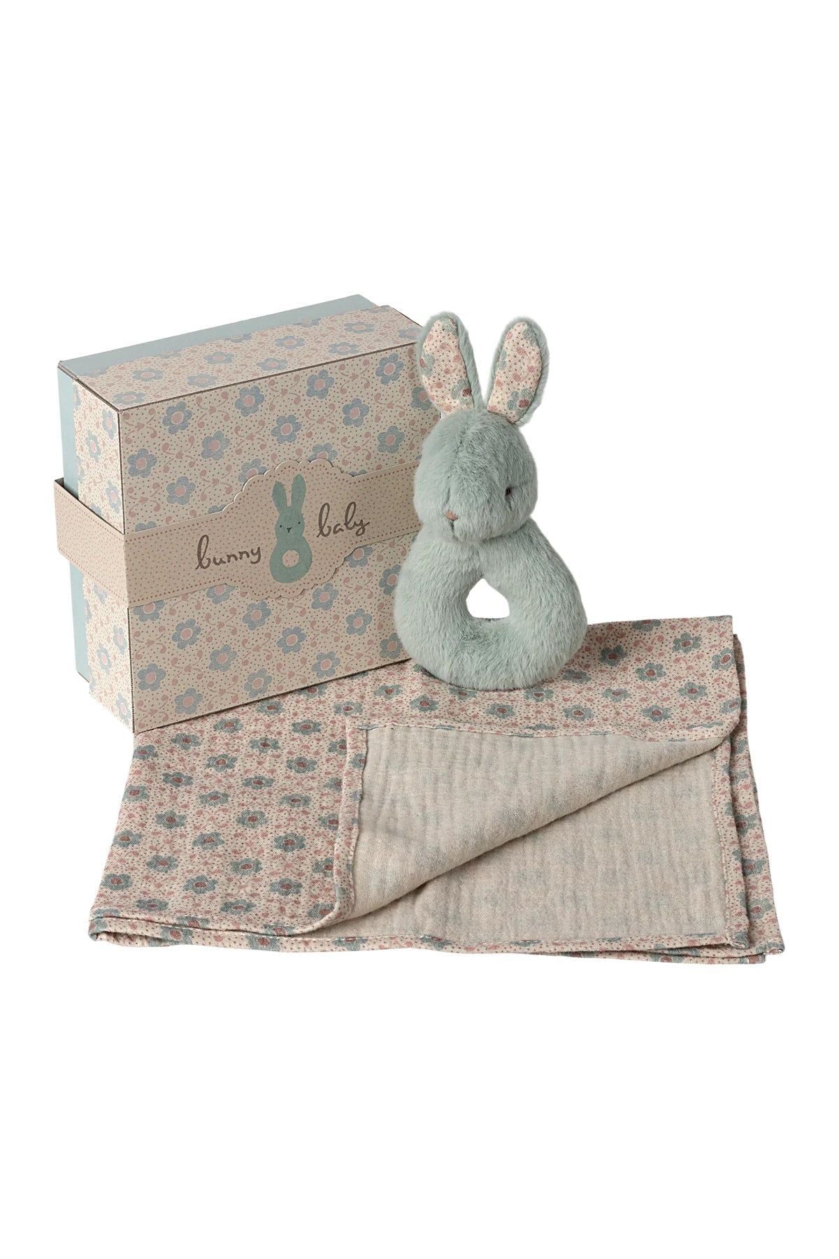 Rabbit rattle set - Mint van Maileg | Kids Conceptstore Le Fanfare