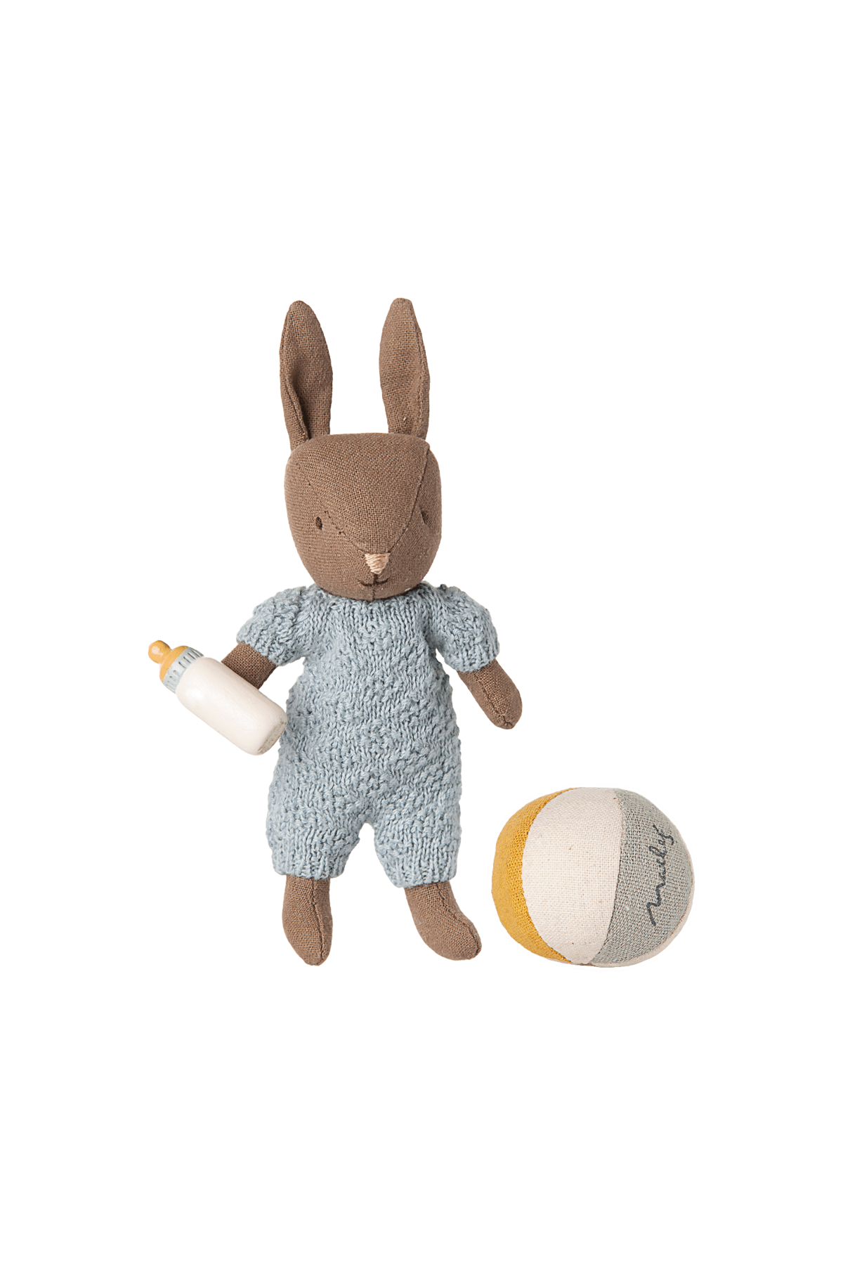 Rabbit set, Micro - Brown - Blue van Maileg | Kids Conceptstore Le Fanfare