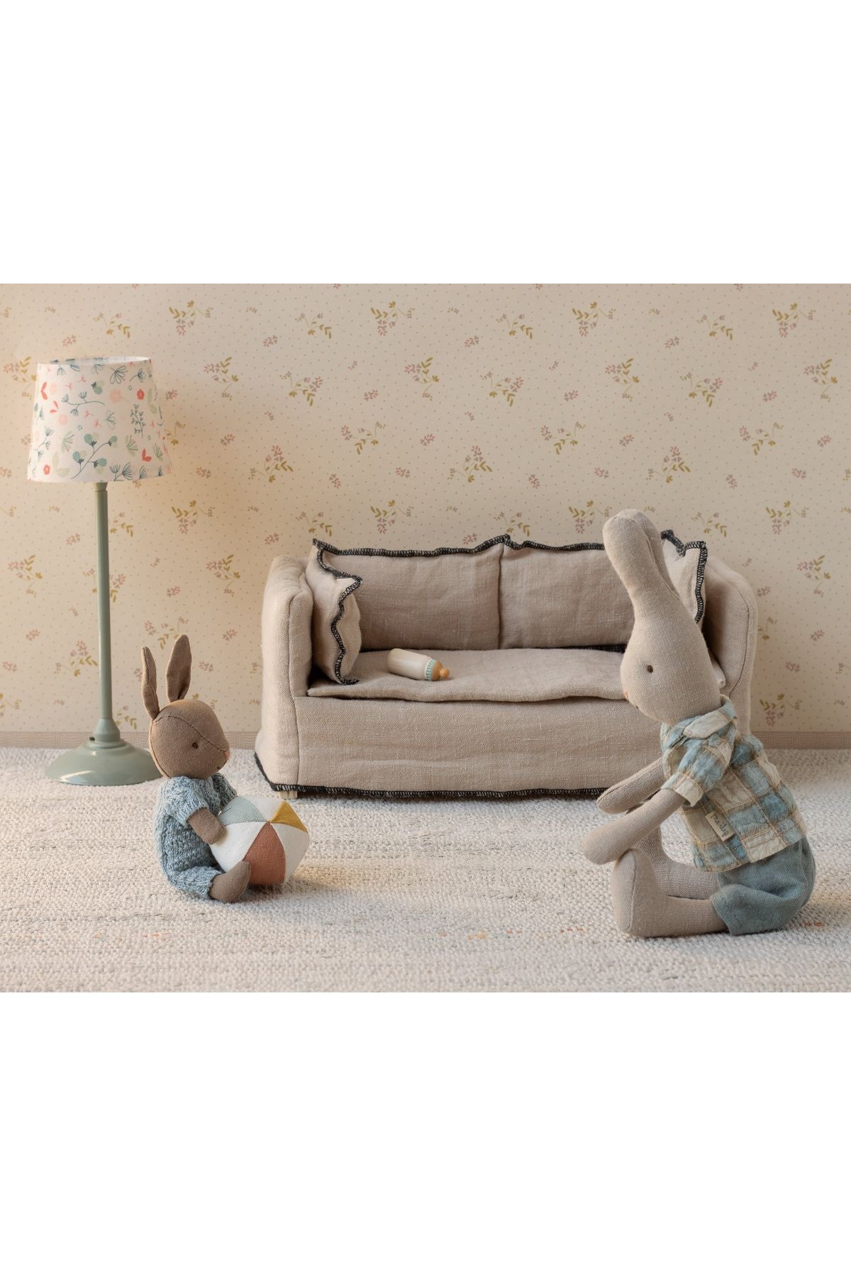 Rabbit set, Micro - Brown - Blue van Maileg | Kids Conceptstore Le Fanfare