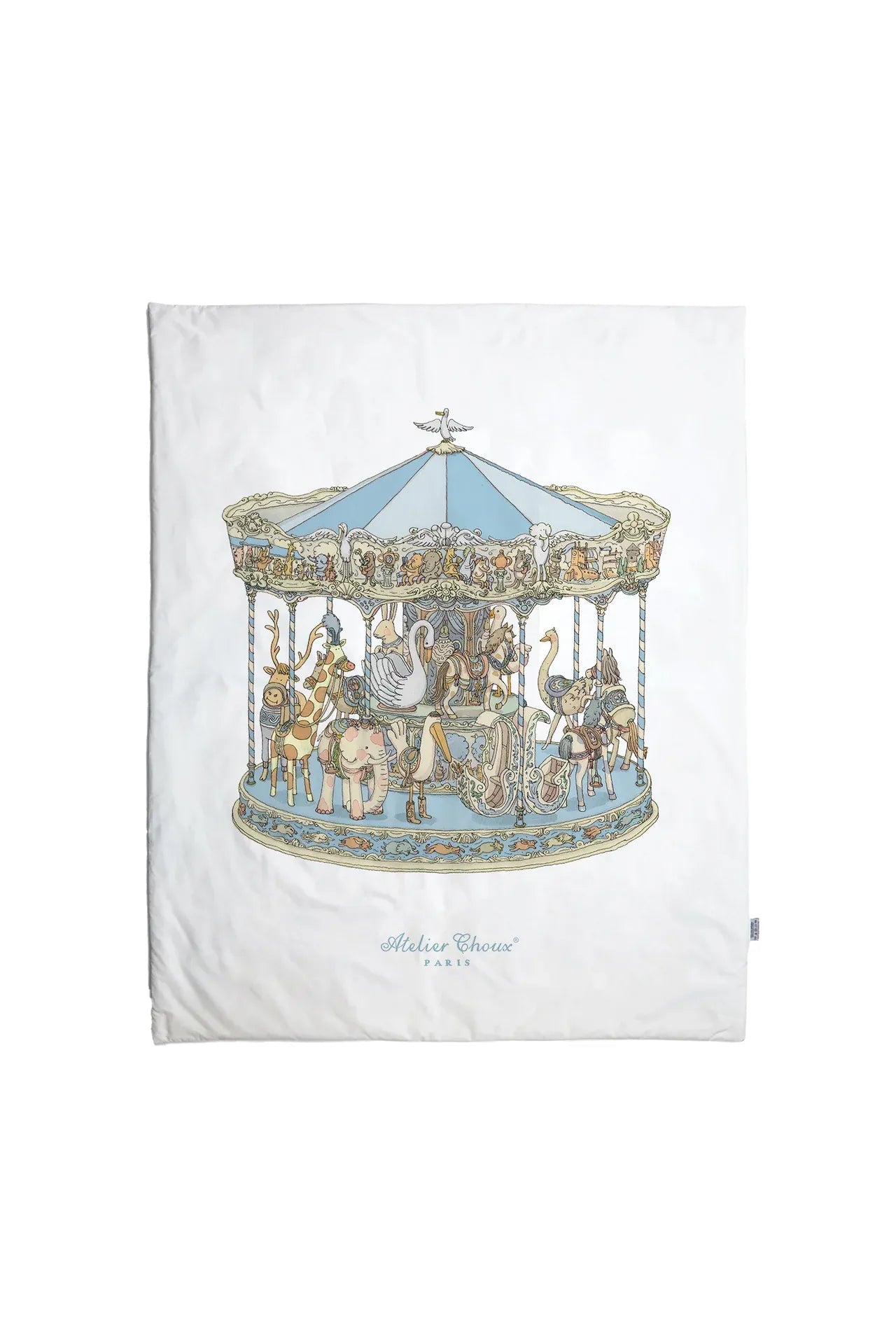 Reversible Quilt - Hot Air Ballon / Carousel Blue van Atelier Choux | Kids Conceptstore Le Fanfare