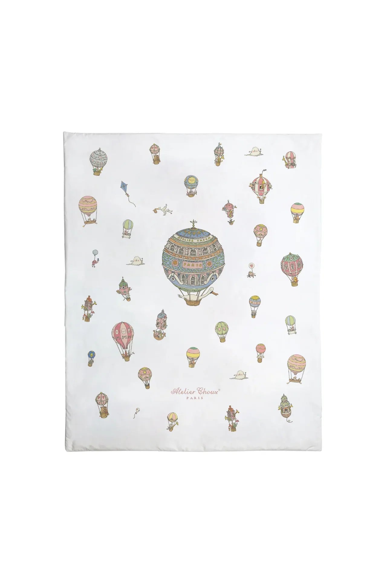 Reversible Quilt - Hot Air Ballon / Carousel Blue van Atelier Choux | Kids Conceptstore Le Fanfare