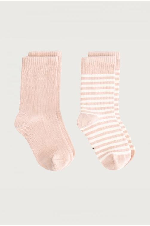 Ribbed Socks 2-pack Faded Pink - Cream van Gray Label | Kids Conceptstore Le Fanfare