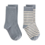 Ribbed Socks | 2-pack | Stone Gray - Cream van Gray Label | Kids Conceptstore Le Fanfare