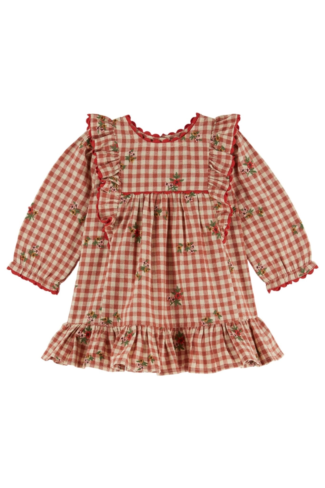 Robe vichy volant/broderie - Vichy broderie van Emile et Ida | Kids Conceptstore Le Fanfare