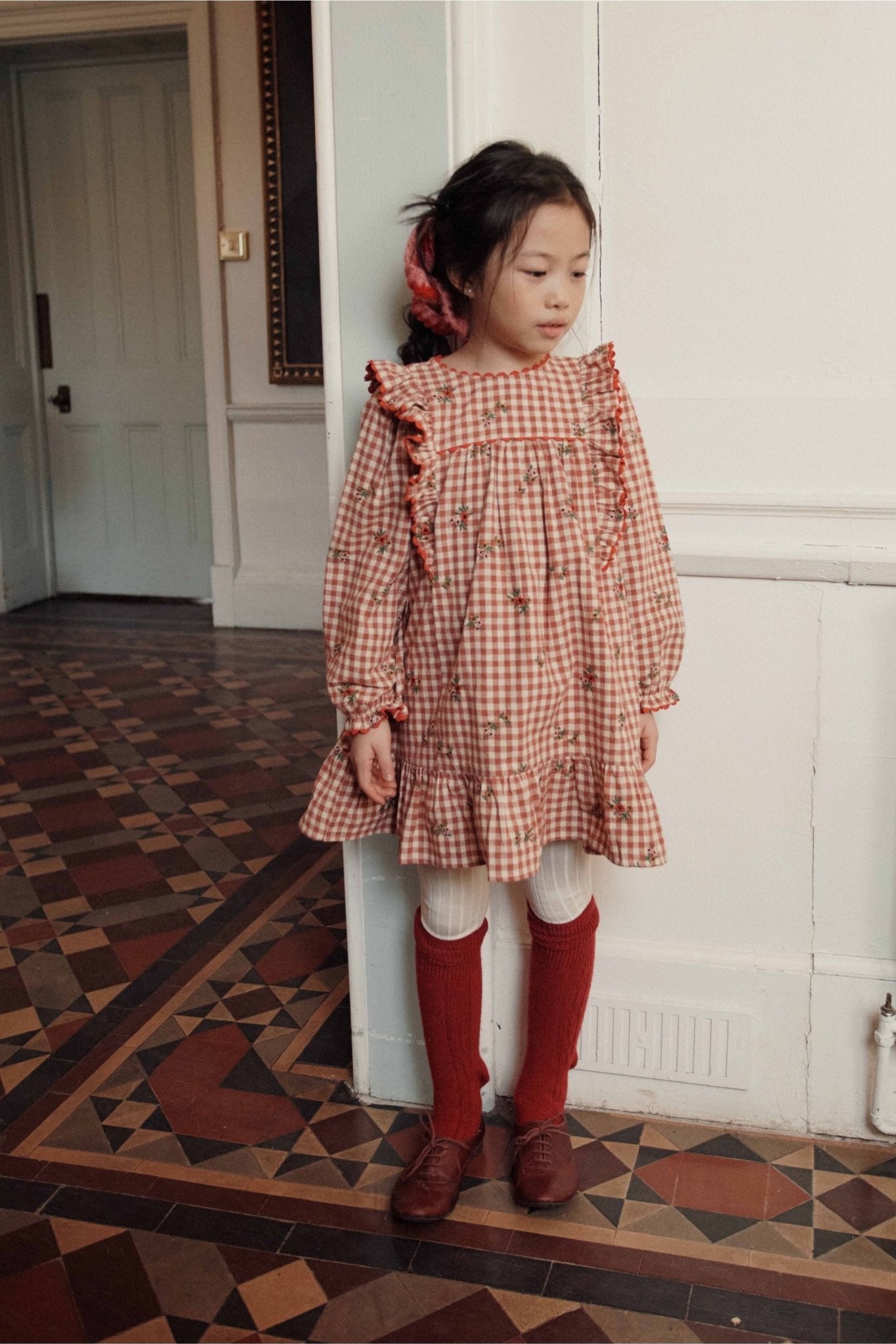 Robe vichy volant/broderie - Vichy broderie van Emile et Ida | Kids Conceptstore Le Fanfare