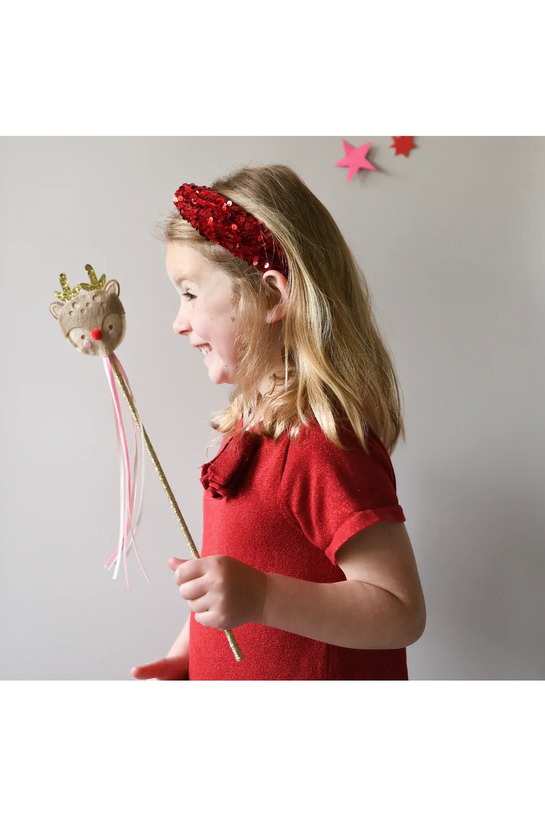 Rockahula Sequin Velvet Headband - Red van Rockahula | Kids Conceptstore Le Fanfare