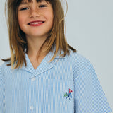 Almond Shirt Vista Blue Seersucker Stripes
