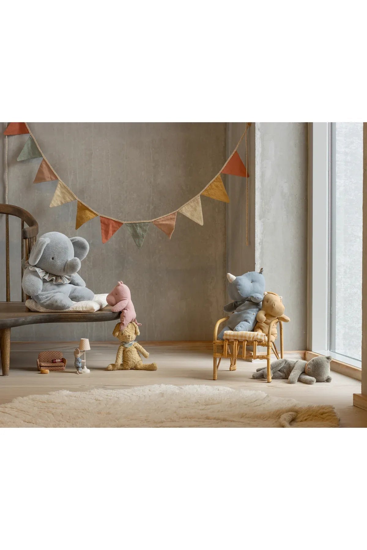 Safari friends, Rhino, Medium - Dusty blue van Maileg | Kids Conceptstore Le Fanfare