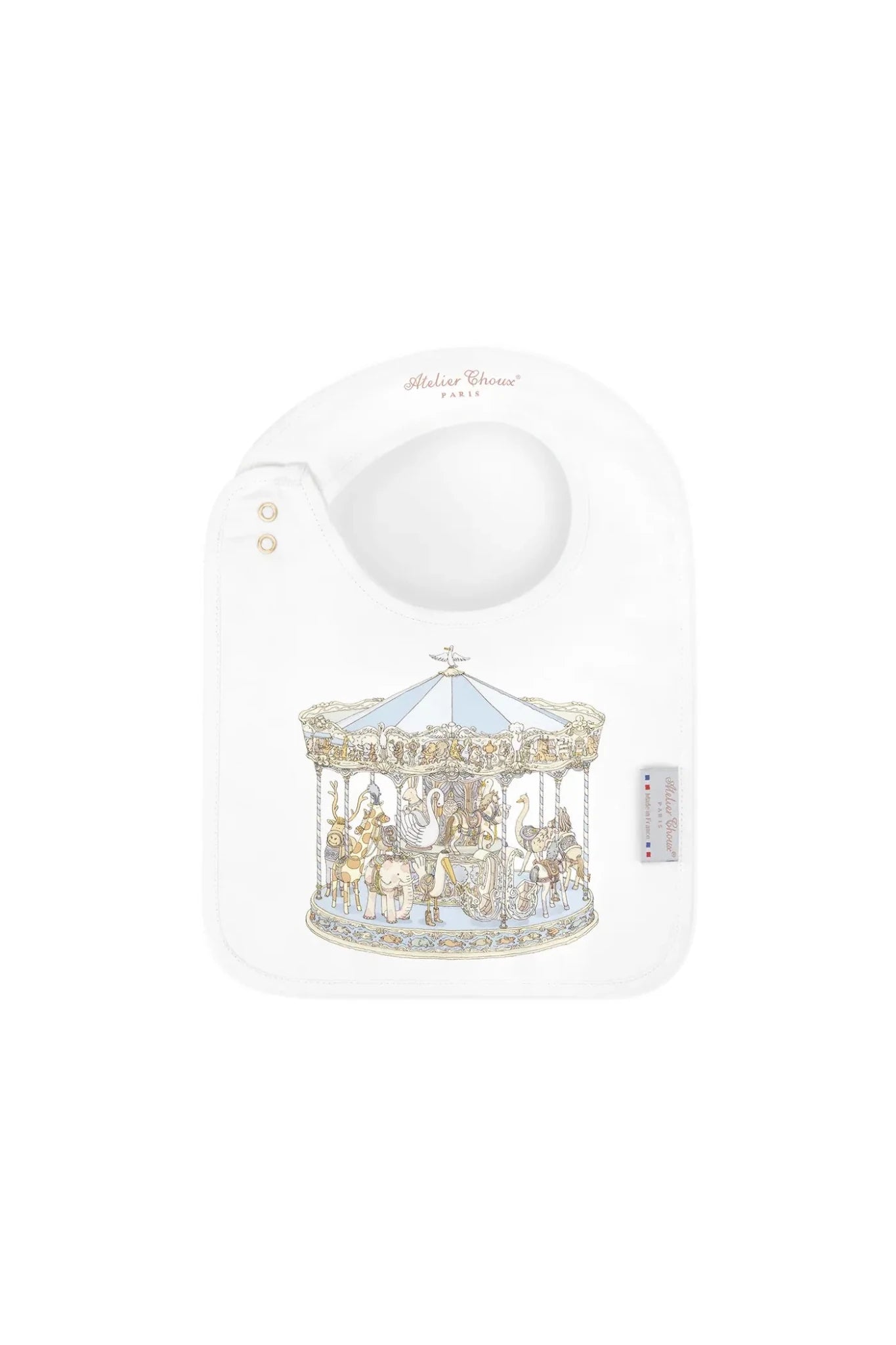 Satin bib - Carousel Blue van Atelier Choux | Kids Conceptstore Le Fanfare