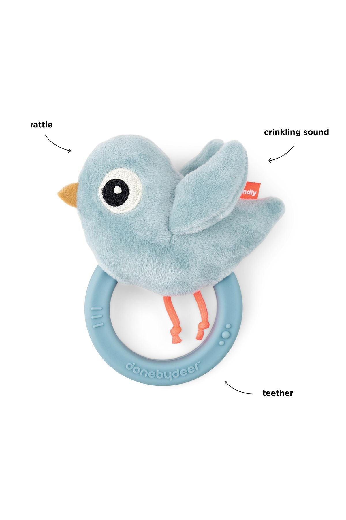 Sensory rattle w/teether | Birdee - Blue van Done by Deer | Kids Conceptstore Le Fanfare