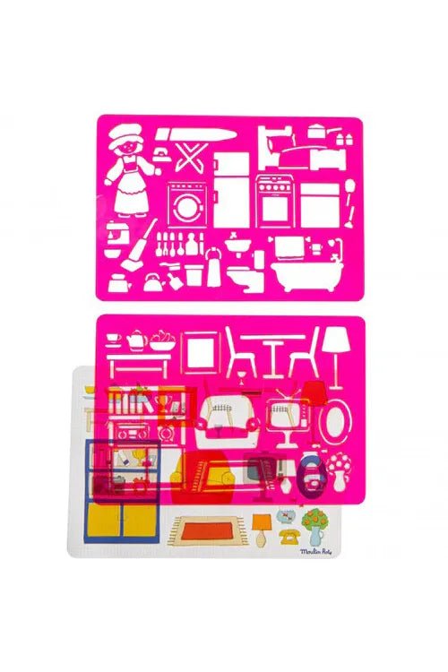 Set tekensjablonen thuis Aujourd'hui c'est mercredi van Moulin Roty | Kids Conceptstore Le Fanfare