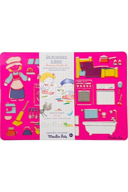 Set tekensjablonen thuis Aujourd'hui c'est mercredi van Moulin Roty | Kids Conceptstore Le Fanfare