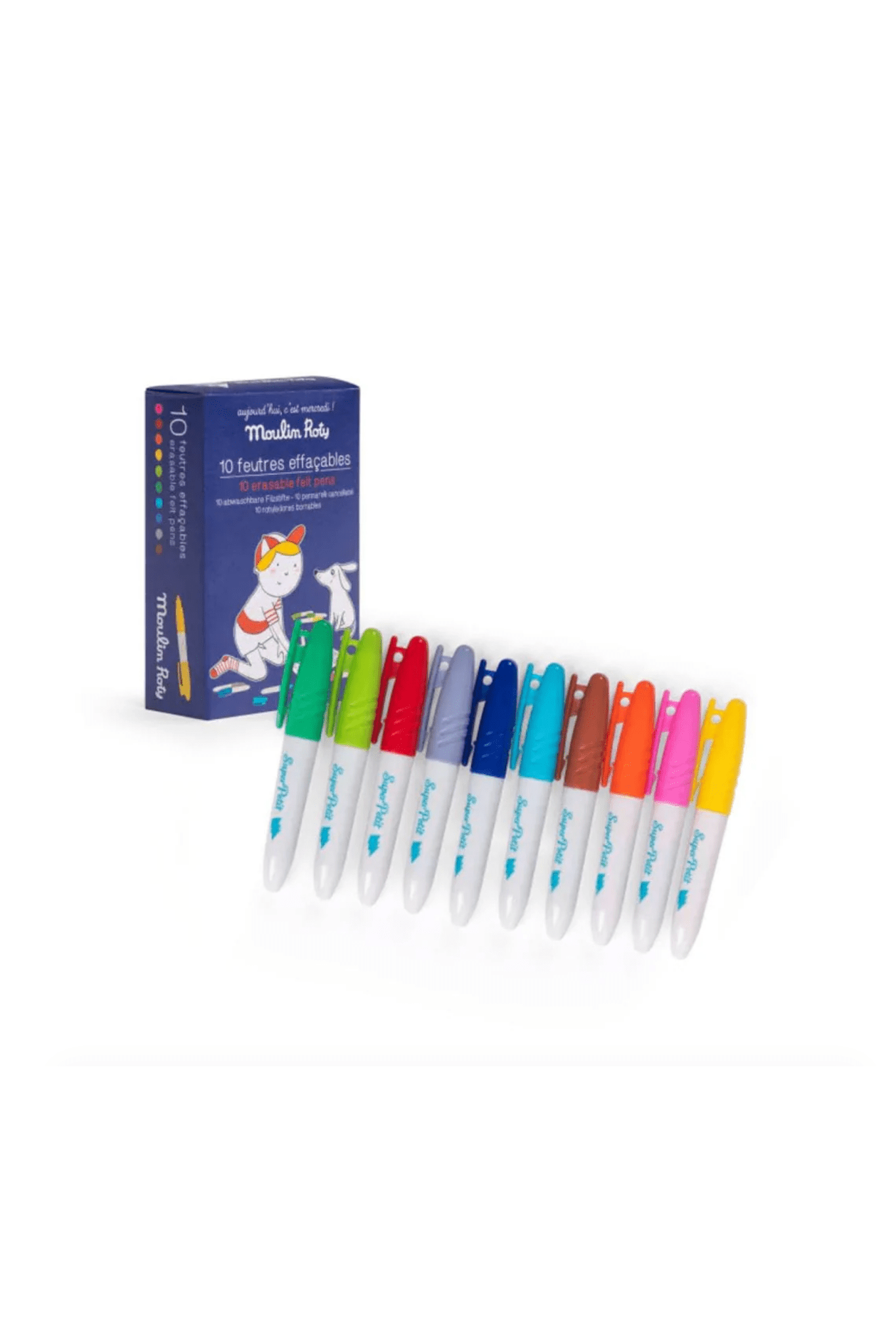 Set van 10 uitwisbare stiften - Aujourd'hui c'est mercredi van Moulin Roty | Kids Conceptstore Le Fanfare