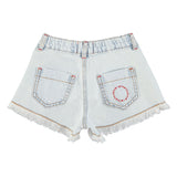 shorts w/ fringes - washed light blue denim
