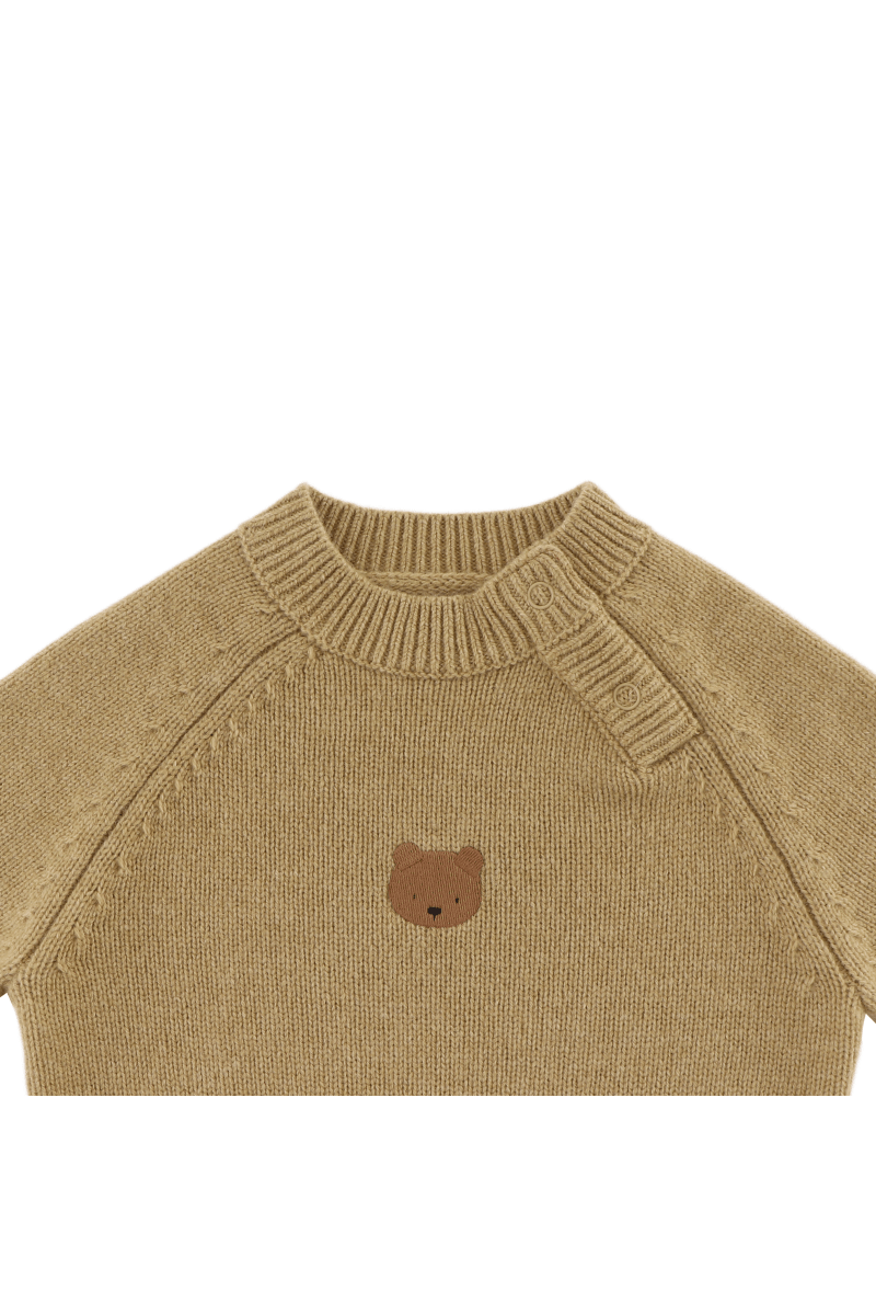 Sibbe Merino Wool Sweater - Bear - Sesame van Donsje Amsterdam | Kids Conceptstore Le Fanfare