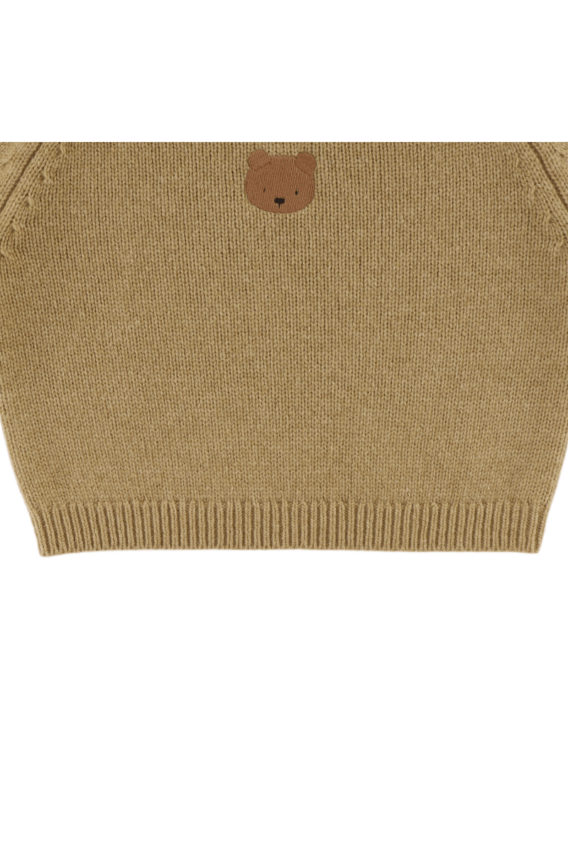 Sibbe Merino Wool Sweater - Bear - Sesame van Donsje Amsterdam | Kids Conceptstore Le Fanfare