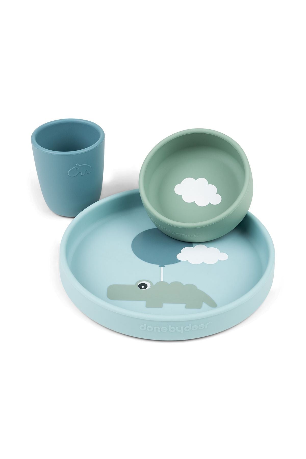 Silicone dinner set | Happy clouds - Blue van Done by Deer | Kids Conceptstore Le Fanfare