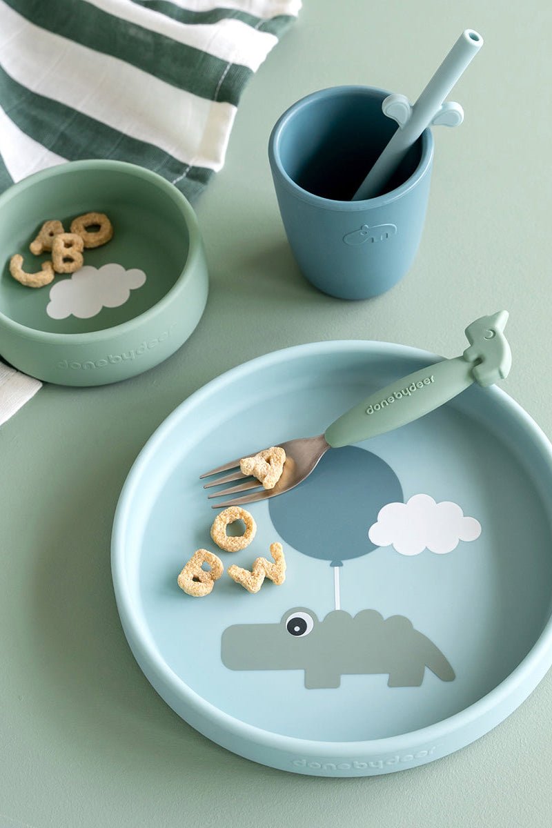 Silicone dinner set | Happy clouds - Blue van Done by Deer | Kids Conceptstore Le Fanfare