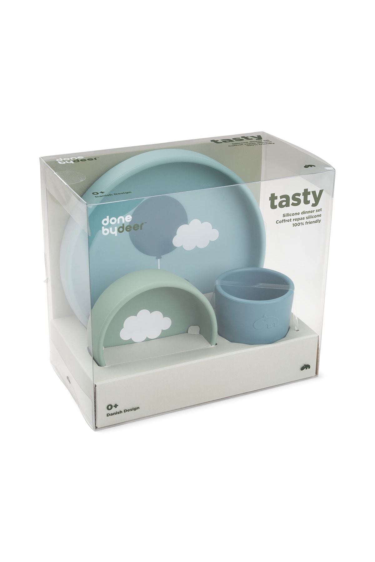 Silicone dinner set | Happy clouds - Blue van Done by Deer | Kids Conceptstore Le Fanfare