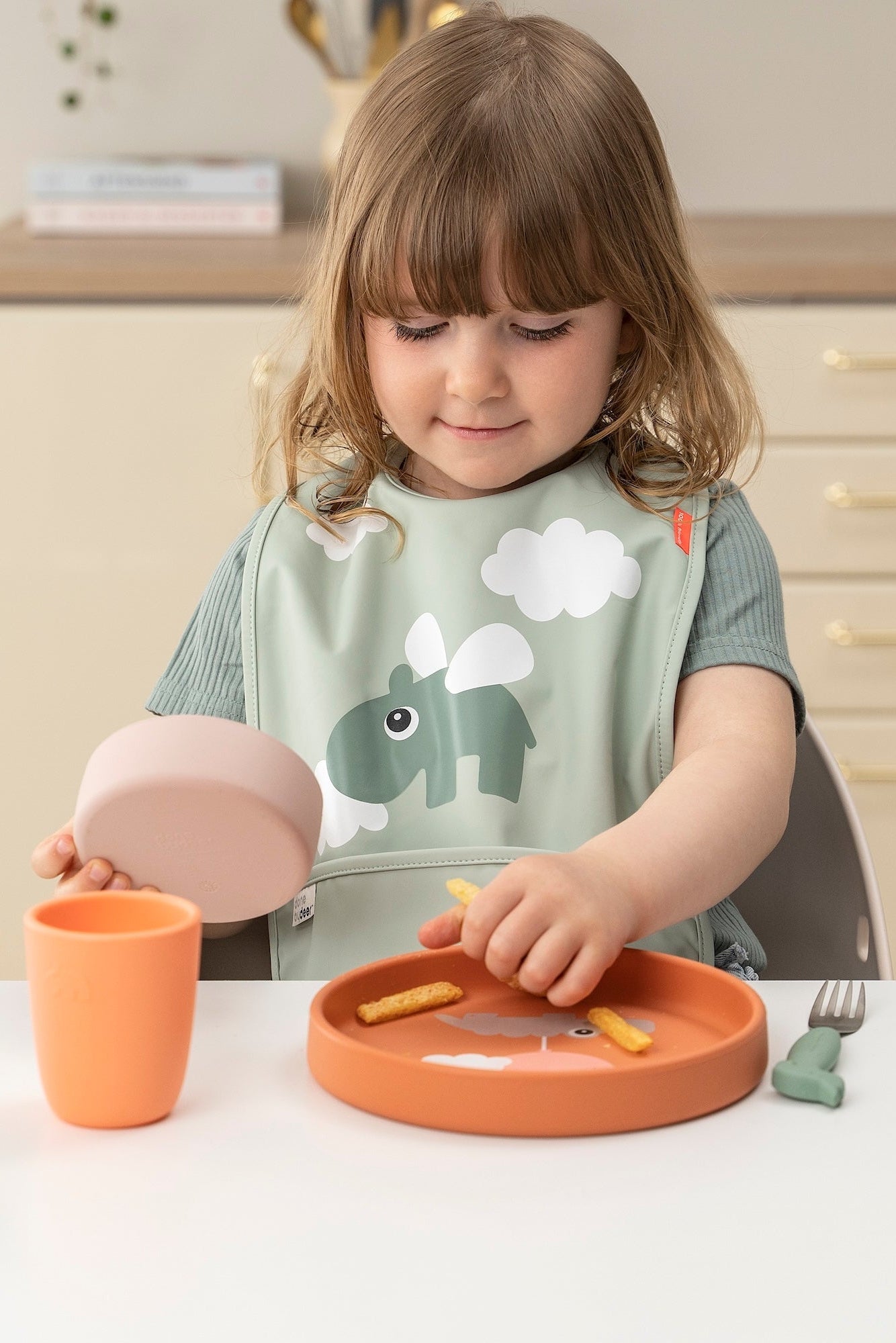 Silicone dinner set | Happy clouds - Papaya van Done by Deer | Kids Conceptstore Le Fanfare
