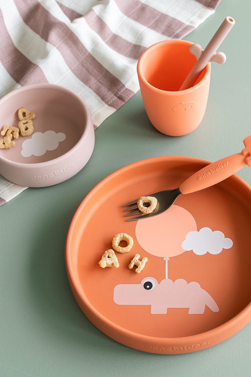 Silicone dinner set | Happy clouds - Papaya van Done by Deer | Kids Conceptstore Le Fanfare