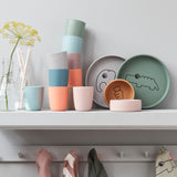 Silicone dinner set Croco Green/Powder/Coral